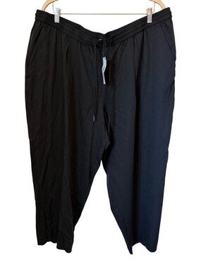 Mango Violeta Womens Black Pants 3XL Elastic Waist Lightweight Casual NEW